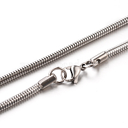 304 Stainless Steel Snake Chain Necklaces, Stainless Steel Color, 17.7 inch(45cm), 3.2mm(STAS-M174-005P-3.2A)