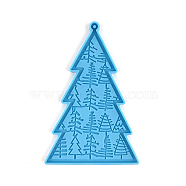 DIY Christmas Tree Pendant Food Grade Silicone Molds, Resin Casting Molds, for UV Resin, Epoxy Resin Jewelry Making, Deep Sky Blue, 128x86x6mm(XMAS-PW0001-012C)
