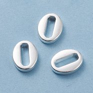 201 Stainless Steel Chain Tabs, Chain Extender Connectors, Oval, Silver, 14x10.5~11x2.5mm, Hole: 3x10mm(STAS-F192-021S)