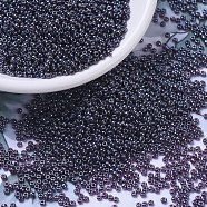 MIYUKI Round Rocailles Beads, Japanese Seed Beads, 11/0, (RR171) Dark Smoky Amethyst Luster, 2x1.3mm, Hole: 0.8mm, about 50000pcs/pound(SEED-G007-RR0171)