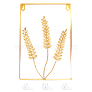 CHGCRAFT Iron Art Wall Hanging Decorations, with Plastic Hook Hanger, Rectangle with Wheat, Golden, 30x20cm, 1pc/set(DIY-CA0001-83)
