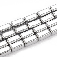 Electroplate Non-magnetic Synthetic Hematite Beads Strands, Cuboid, Platinum Plated, 8x4x4mm, Hole: 1mm, about 50pcs/strand, 16.14 inch(G-N0322-10M)