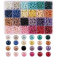 1680Pcs 24 Colors Baking Painted Glass Round Bead Strands, Pearlized , Mixed Color, 6~7mm, Hole: 1mm, 70pcs/color(HY-SZ0001-05)
