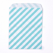 Kraft Paper Bags, No Handles, Food Storage Bags, Stripe Pattern, Sky Blue, 18x13cm(CARB-P001-B01-04)