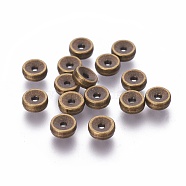 Tibetan Style Alloy Beads, Cadmium Free & Nickel Free & Lead Free, Disc, Antique Bronze Color, Size: about 5mm in diameter, 2mm thick, hole: 1mm(X-TIBEB-A101857-AB-FF)