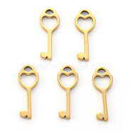 Vacuum Plating 304 Stainless Steel Charms, Laser Cut, Key, Golden, 15x5.5x1mm, Hole: 1.4mm(X-STAS-N092-33G)
