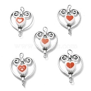 Opaque Acrylic Enamel Connector Charms, Heart Alloy Links, Antique Silver, 27~28x19~20x4mm, Hole: 1.8~2.5mm(PALLOY-JF02162)