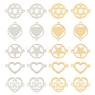 SUNNYCLUE 201 Stainless Steel Links Connectors, Laser Cut Links, Mixed Shapes, Golden & Stainless Steel Color, 20pcs/box(STAS-SC0001-86)