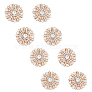 8Pcs 1-Hole Alloy Rhinestone Shank Buttons, Flower, Light Gold, 22.5x10.5mm, Hole: 1.8mm(FIND-FH0008-86KCG)