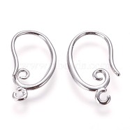 Brass Earring Hooks, with Horizontal Loop, Platinum, 19x10.5x1.5mm, Hole: 1.5mm, 18 Gauge, Pin: 1mm(KK-L177-27P)
