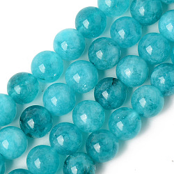 Natural Quartz Beads Strands, Dyed & Heated, Imitation Amazonite Color, Round, Dark Cyan, 8~8.5mm, Hole: 1.2mm, about 47pcs/Strand, 14.96 inch(38cm)(G-T129-03-8mm)