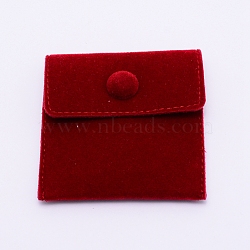 Velvet Bags, with Iron Snap Button, Jewelry Pouches Bags, Gift Bag, Dark Red, 7.1x6.9cm(TP-WH0005-02D)