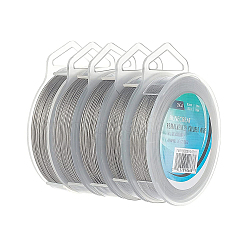 Tiger Tail Wire, Stainless Steel Wire, Stainless Steel Color, 0.3~0.6mm, 5rolls/set(TWIR-BC0001-31)
