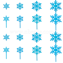 SUPERFINDINGS 8 Sets 2 Style Acrylic Mirror Cake Toppers, Cake Inserts Decoration, Christmas Theme, Snowflake, Silver, 43~111.5x37.5~69x1mm, 4 sets/style(DIY-FH0004-90B)