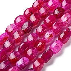 Natural Dragon Veins Agate Beads Strands, Dyed & Heated, Twist, Deep Pink, 12x8x8mm, Hole: 1.2mm, about 33pcs/strand, 16.34''(41.5cm)(G-G172-01R)