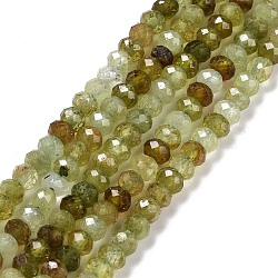 Natural Green Garnet Beads Strands, Faceted, Rondelle, 4x3mm, Hole: 0.7mm, about 130pcs/strand, 15.35 inch(39cm)(G-E194-05)