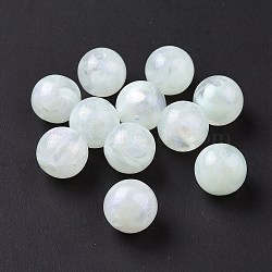 Opaque Acrylic Beads, Glitter Beads, Round, Honeydew, 10.5~11mm, Hole: 2mm, about 510pcs/500g(OACR-E014-19B-03)