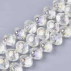 Electroplate Glass Beads Strands, AB Color Plated, Shell Shape, Clear AB, 12x14.5x10mm, Hole: 1mm, about 50~51pcs/Strand, 24.41 inch(62cm)(X-EGLA-S189-003B-01)