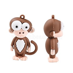 Opaque PVC Plastic Big Pendants, Monkey, Camel, 57x36x24mm, Hole: 3mm(KY-G017-B06)