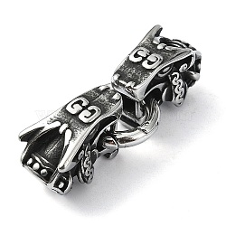 Tibetan Style 304 Stainless Steel Spring Gate Rings, Manual Polishing, Antique Silver, 49mm(FIND-Z046-04AS-02)