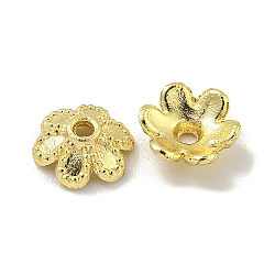 Alloy Bead Caps, Long-Lasting Plated, Lead Free & Cadmium Free, Flower, Real 14K Gold Plated, 5.5~6x1.5mm, Hole: 1mm(FIND-L018-001LG-03)