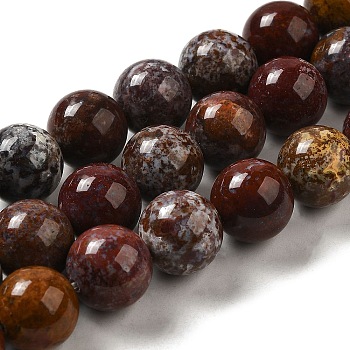 Natural Ocean Jasper Beads Strands, Round, 12~12.5mm, Hole: 1.4mm, about 34pcs/strand, 16.26''(41.3cm)