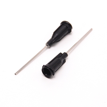 Plastic Fluid Precision Blunt Needle Dispense Tips, with 201 Stainless Steel Pin, Black, 4.25x0.75cm, Inner Diameter: 0.42cm, Pin: 1mm, about 100pcs/bag