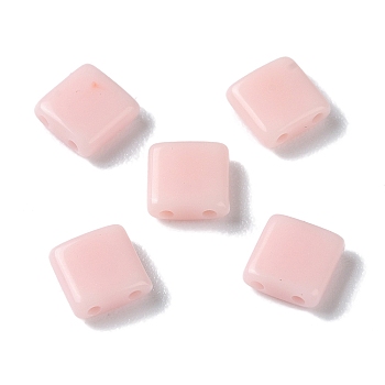 Opaque Acrylic Slide Charms, Square, Pink, 5.2x5.2x2mm, Hole: 0.8mm