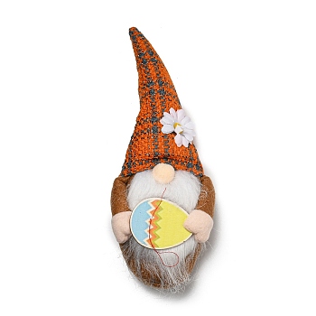 Cloth Faceless Doll, Gnome Figurines Display Decorations, Showcase Adornment for Easter, Dark Orange, 290x110x55mm