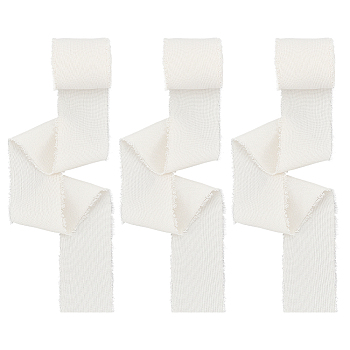 3 Rolls Cotton Frayed Ribbons, Raw Edge Ribbon, Bowknot Making, Garment Accessories, Linen, 1-5/8 inch(40mm), about 5.47 Yards(5m)/Roll