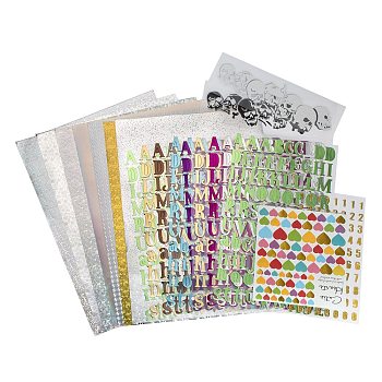 Paper Stickers, DIY Handmade Scrapbook Photo Albums, Mixed Shapes, Mixed Color, 25.5~270x15.3~228x0.01~0.1mm