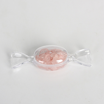 Natural Rose Quartz Chip Candy Display Decorations, Reiki Energy Stone Ornaments, 25x82x23mm