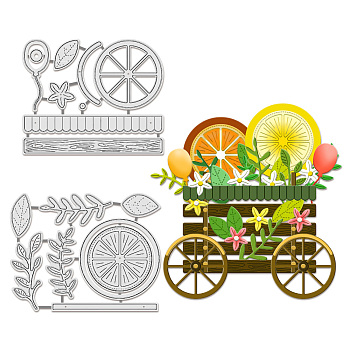 Lemon Cart Carbon Steel Cutting Dies Stencils, for DIY Scrapbooking, Photo Album, Decorative Embossing Paper Card, Stainless Steel Color, 82~87x67~69x0.8mm