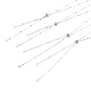 Adjustable Stainless Steel Slider Necklaces Making, with Enamel, Stainless Steel Color, Mixed Color, 19.68 inch(50cm)