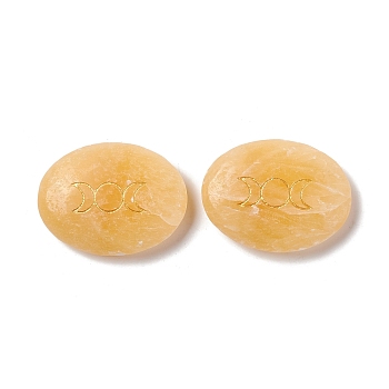 Natural Topaz Jade Healing Massage Palm Stones, Pocket Worry Stone, for Anxiety Stress Relief Therapy, Oval with Triple Moon, 33x43x11~12mm