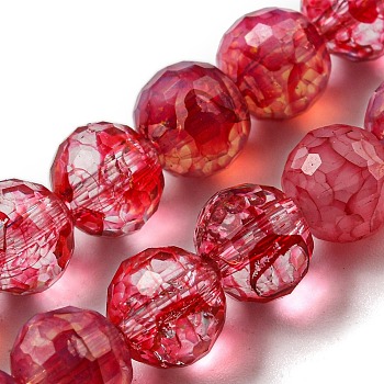 Baking Painted Glass Bead Strands, Faceted, Round, FireBrick, 8mm, Hole: 1.2mm, about 50pcs/strand, 14.37 inch(36.5cm)
