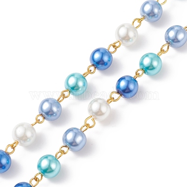 5 cadena de cuentas de perlas de vidrio hechas a mano de 5 colores.(AJEW-JB01134)-4