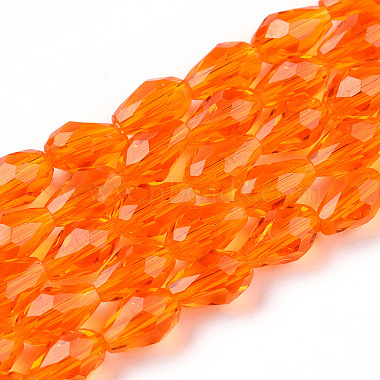 6mm OrangeRed Drop Glass Beads