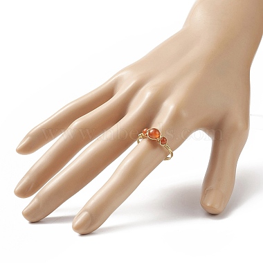 Natural Carnelian Round Braided Beaded Finger Ring(RJEW-JR00550-01)-3
