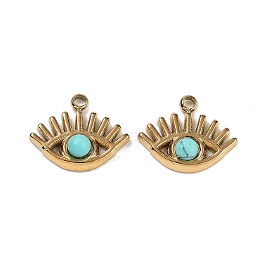 Real 18K Gold Plated Eye Synthetic Turquoise Charms