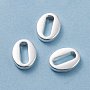 304 Stainless Steel Chain Tabs, Chain Extender Connectors, Oval, Silver, 14x10.5~11x2.5mm, Hole: 3x10mm
