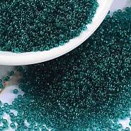MIYUKI Round Rocailles Beads, Japanese Seed Beads, (RR2406) Transparent Dark Teal, 15/0, 1.5mm, Hole: 0.7mm, about 27777pcs/50g(SEED-X0056-RR2406)
