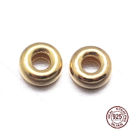 Real 18K Gold Plated Flat Round 925 Sterling Silver Spacer Beads, Golden, 3.5x1.5mm, Hole: 1.2mm, about 384pcs/20g(STER-M101-10-3.5mm)