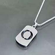 Titanium Steel Box Chain Necklaces, Rectangle with Letter O Pendant Necklaces (YT2090-15)