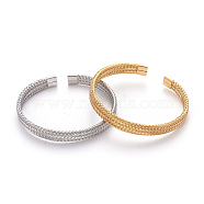 304 Stainless Steel Cuff Bangles, Braided Bangles, Mixed Color, 2-1/8 inch(5.4cm), 7.5mm(BJEW-L642-05)
