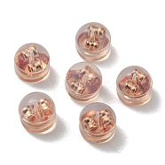 Rack Plating Brass Ear Nuts, with Silicone Findings, Half Round, Long-Lasting Plated, Cadmium Free & Lead Free, Silicone Cover Ear Nuts, Rose Gold, 4.5x5x5mm, Hole: 0.9mm(FIND-G036-04RG)