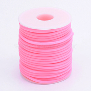 Hollow Pipe PVC Tubular Synthetic Rubber Cord, Wrapped Around White Plastic Spool, Hot Pink, 3mm, Hole: 1.5mm, about 27.34 yards(25m)/roll(RCOR-R007-3mm-06)