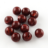 Round Imitation Gemstone Acrylic Beads, Dark Red, 8mm, Hole: 2mm(X-OACR-R029-8mm-05)