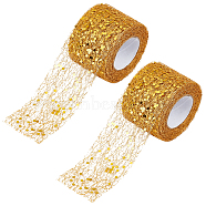 Glitter Sequin Deco Mesh Ribbons, Tulle Fabric, Tulle Roll Spool Fabric For Skirt Making, Goldenrod, 2 inch(50.5mm), 10yards/roll(9.14m/roll)(ORIB-WH0005-02)