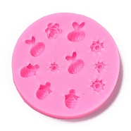Food Grade Silicone Molds, Fondant Molds, Baking Molds, Chocolate, Candy, Biscuits, UV Resin & Epoxy Resin Jewelry Making, Bees & Flower, Random Single Color or Random Mixed Color, 86x11mm, Flower: 15x11mm and 8x9mm, Bees: 19x16mm and 17x12mm.(DIY-I078-05)